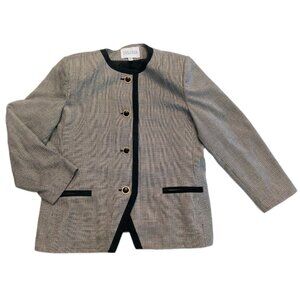 Vintage Executive Collection Women Black White Plaid  Lined Blazer Size Plus 18W